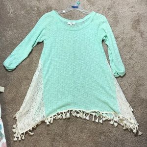 Mint Green/Lace Knit Boutique Top